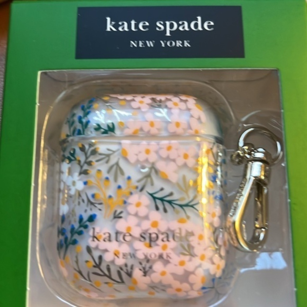Kate Spade New York Floral Apple AirPods Case with Clip::1st & 2nd Generation